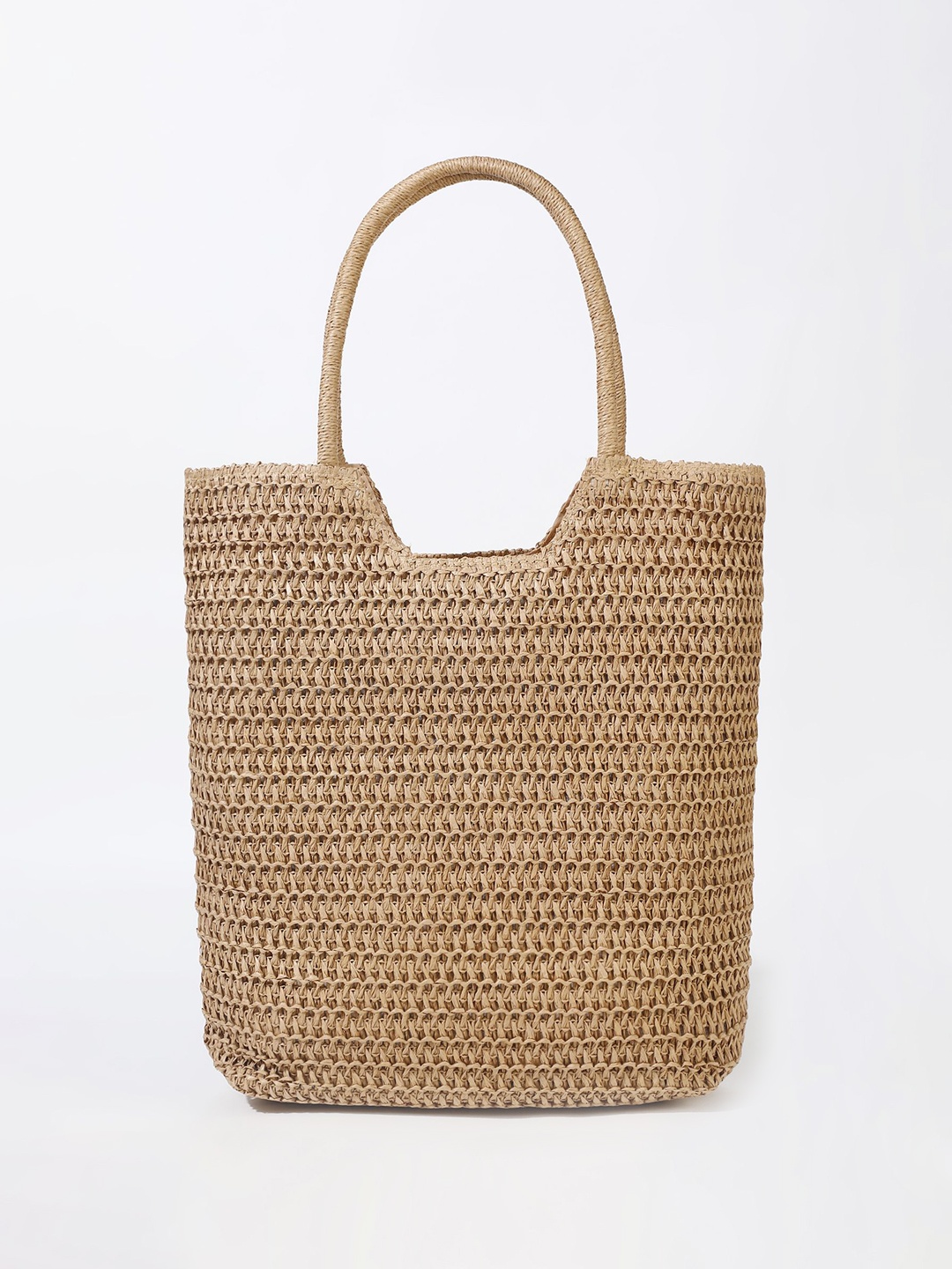 

LULU & SKY Oversized Shopper Handheld Bag with Cut Work, Khaki