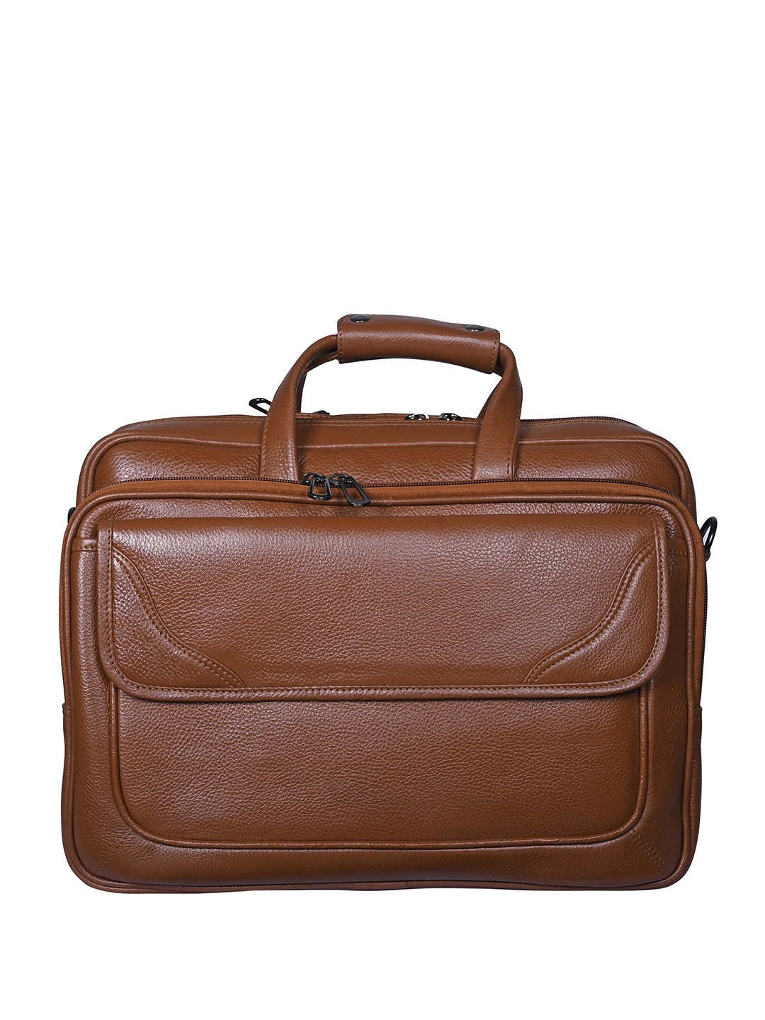 

Calvadoss Men Solid Up To 17 Inch Leather Laptop Bag, Tan