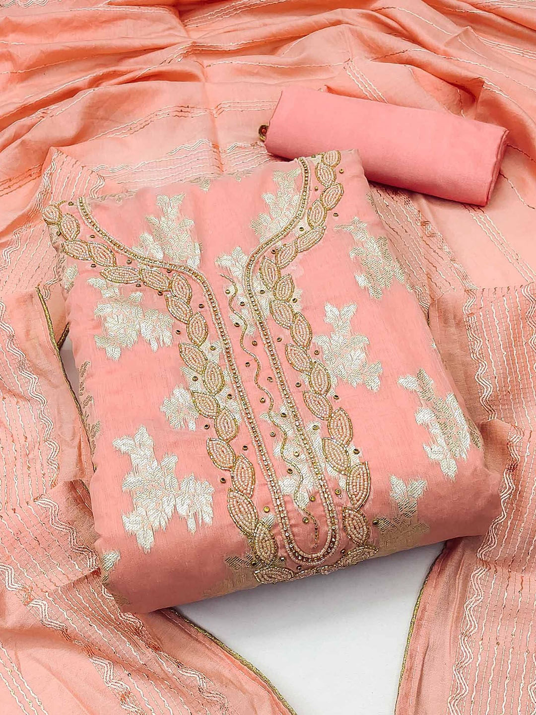 

Peachmode Unstitched Dress Material, Peach
