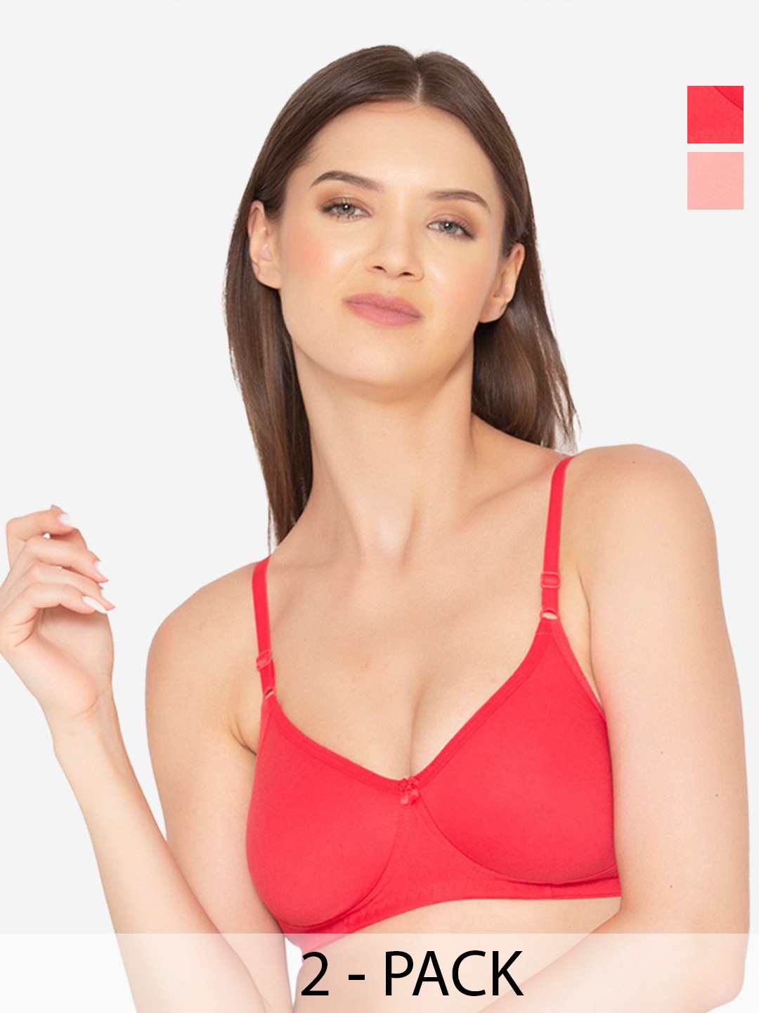 

GROVERSONS Paris Beauty Full Coverage Solid Non Padded Bra Pack of 2, Peach