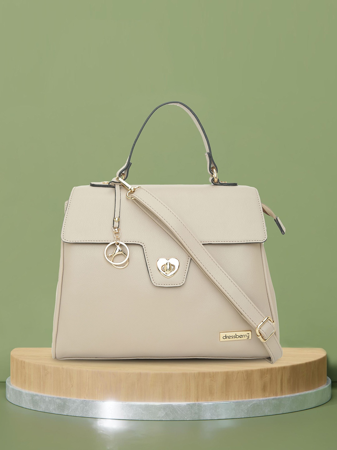 

DressBerry Beige-Coloured Textured Structured Handheld Bag