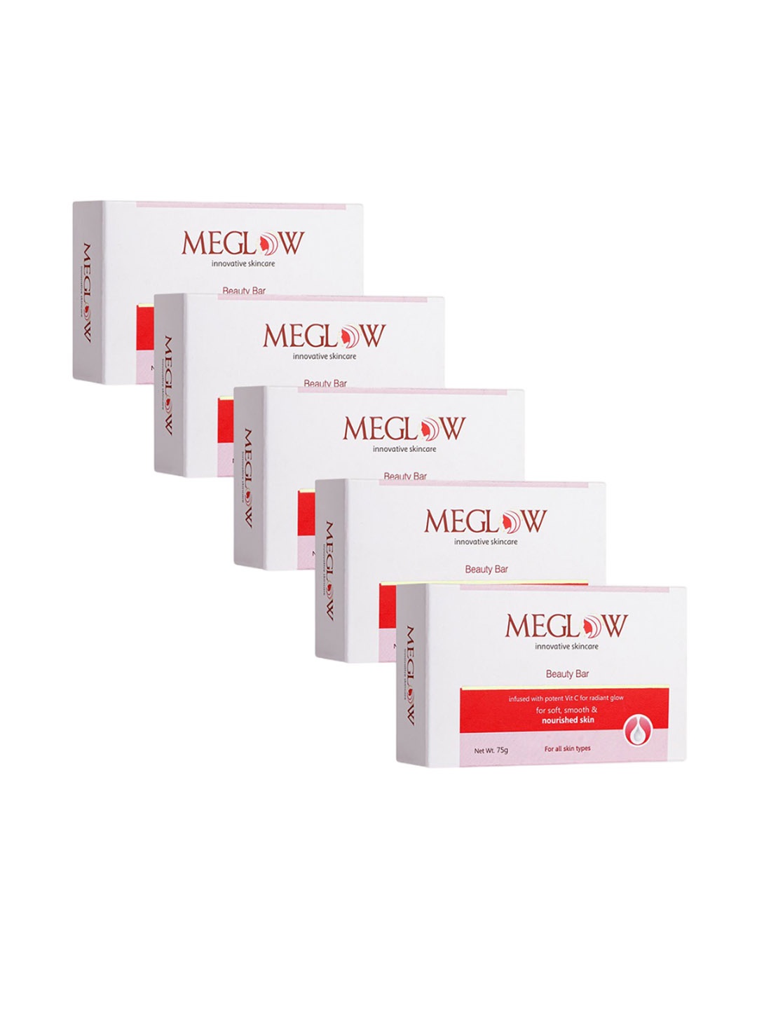 

MEGLOW Set Of 5 Beauty Soap With Vitamin C - 75g Each, White