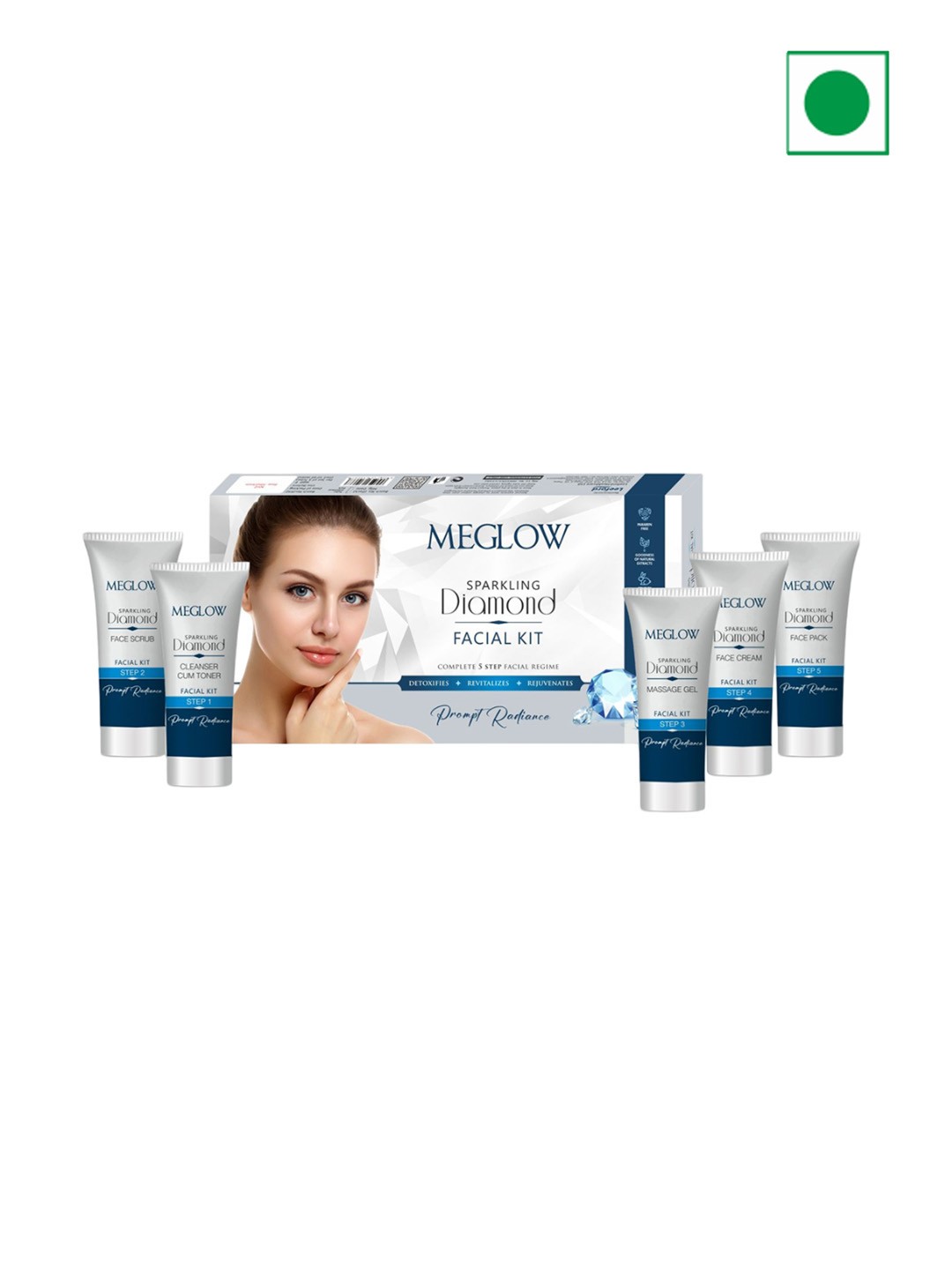 

MEGLOW Sparkling Diamond Facial Kit For Revitalizing Skin - 105g, White