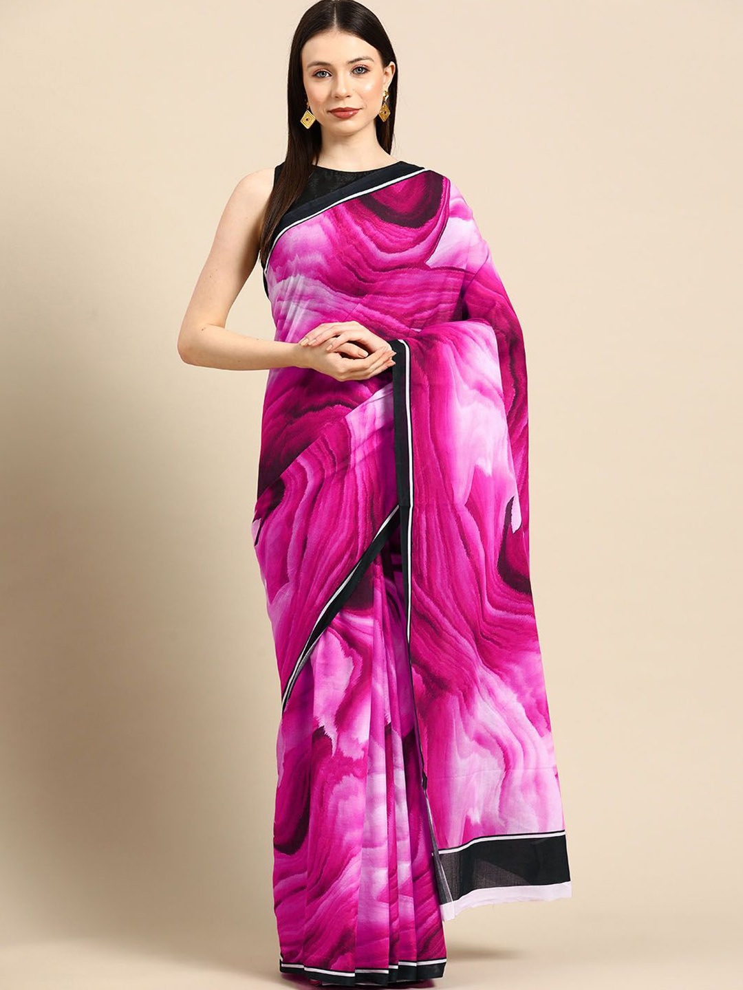 

BUTA BUTI Printed Abstract Pure Cotton Saree, Pink