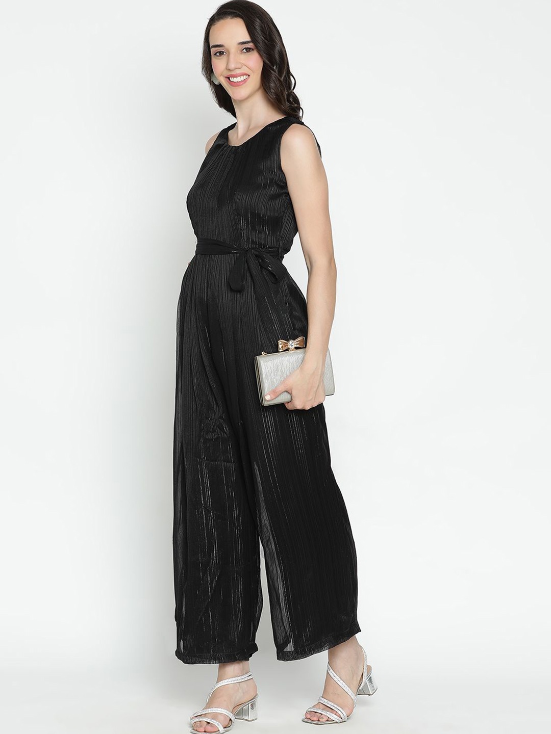 

DRAAX Fashions Round Neck Sleeveless Basic Jumpsuit, Black