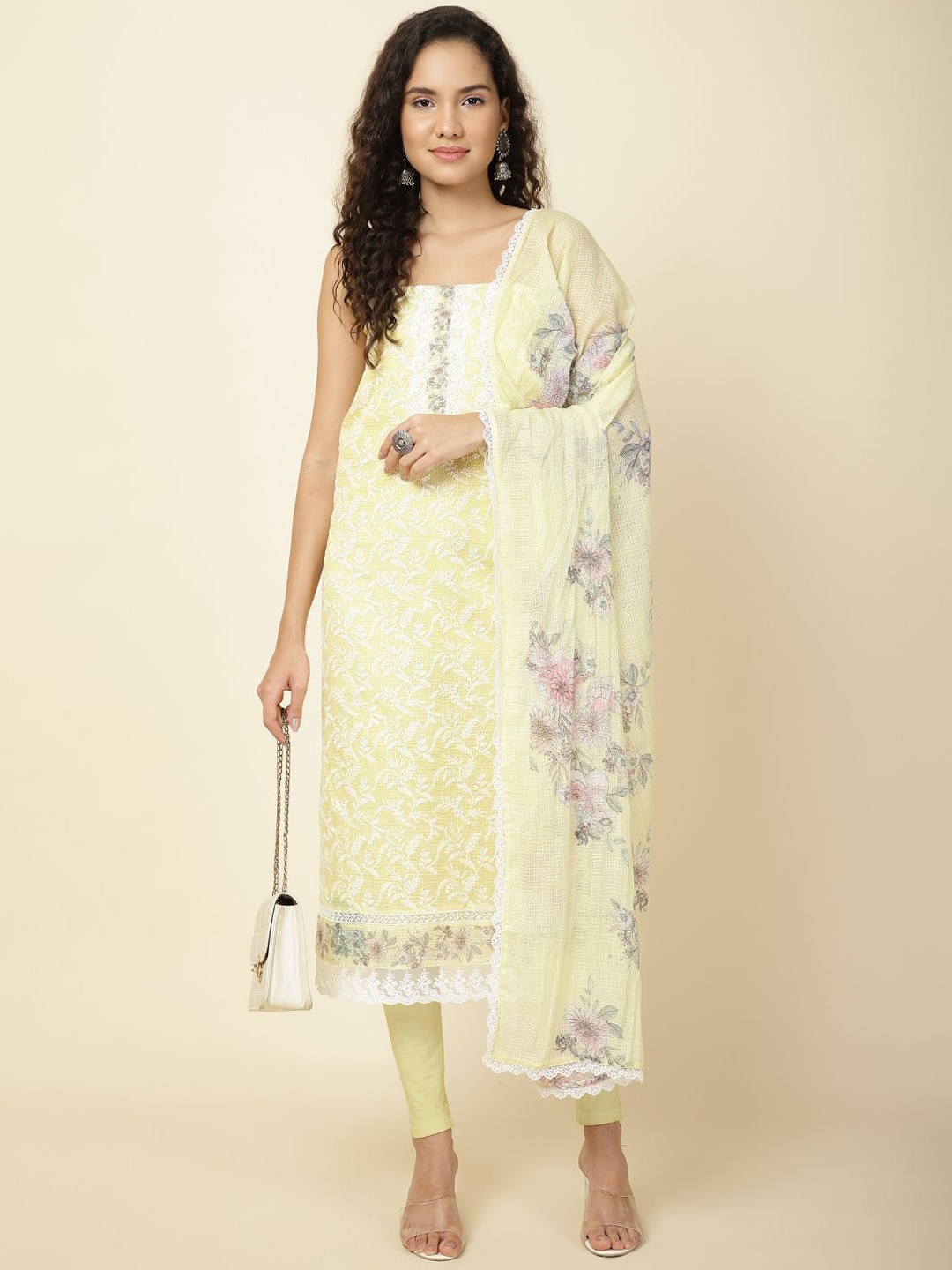 

Meena Bazaar Embroidered Unstitched Dress Material, Yellow