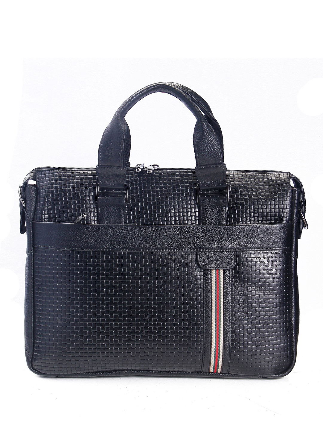 

Calvadoss Men Textured Up To 17 Inch Leather Laptop Bag, Black