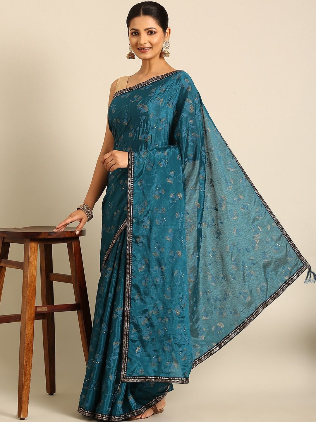 

all about you Floral Saree, Blue