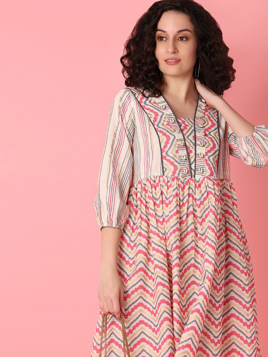 

UNLIMITED Print A-Line Midi Dress, Pink