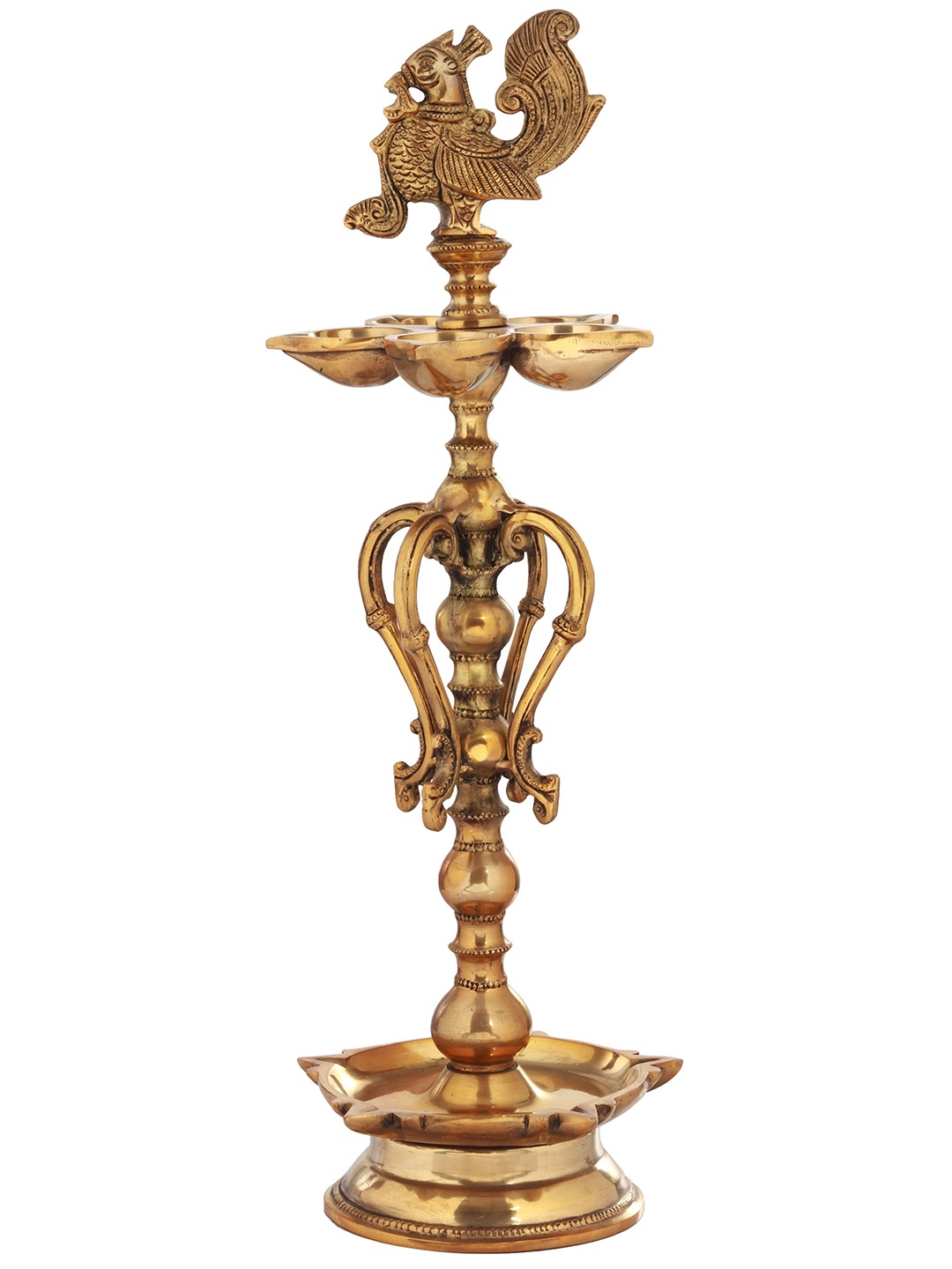 

Exotic India 16" Auspicious Ritual Lamp in Brass, Gold