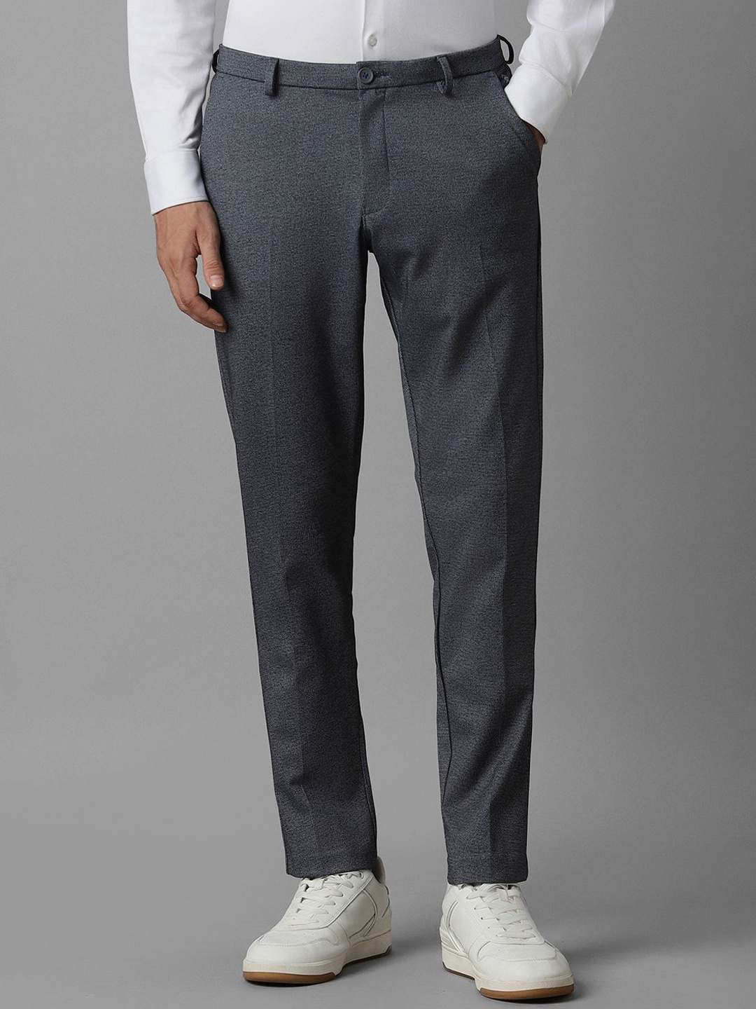 

Louis Philippe Sport Men Textured Slim Fit Trousers, Grey