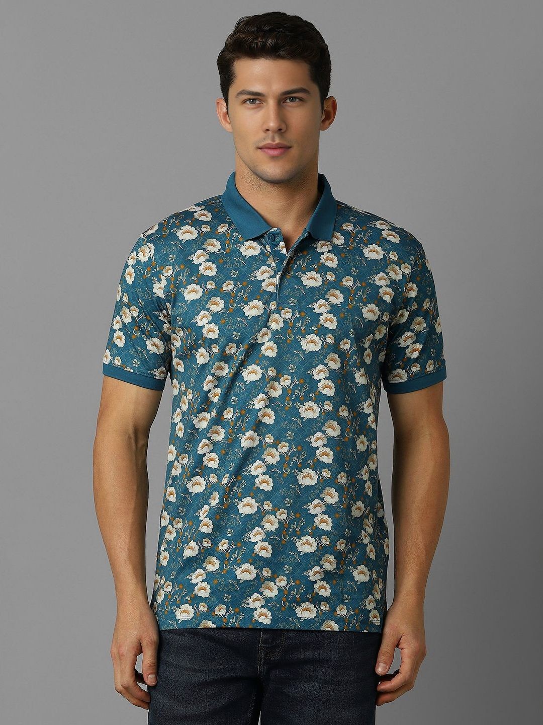 

Louis Philippe Sport Men Printed Polo Collar Pockets T-shirt, Blue