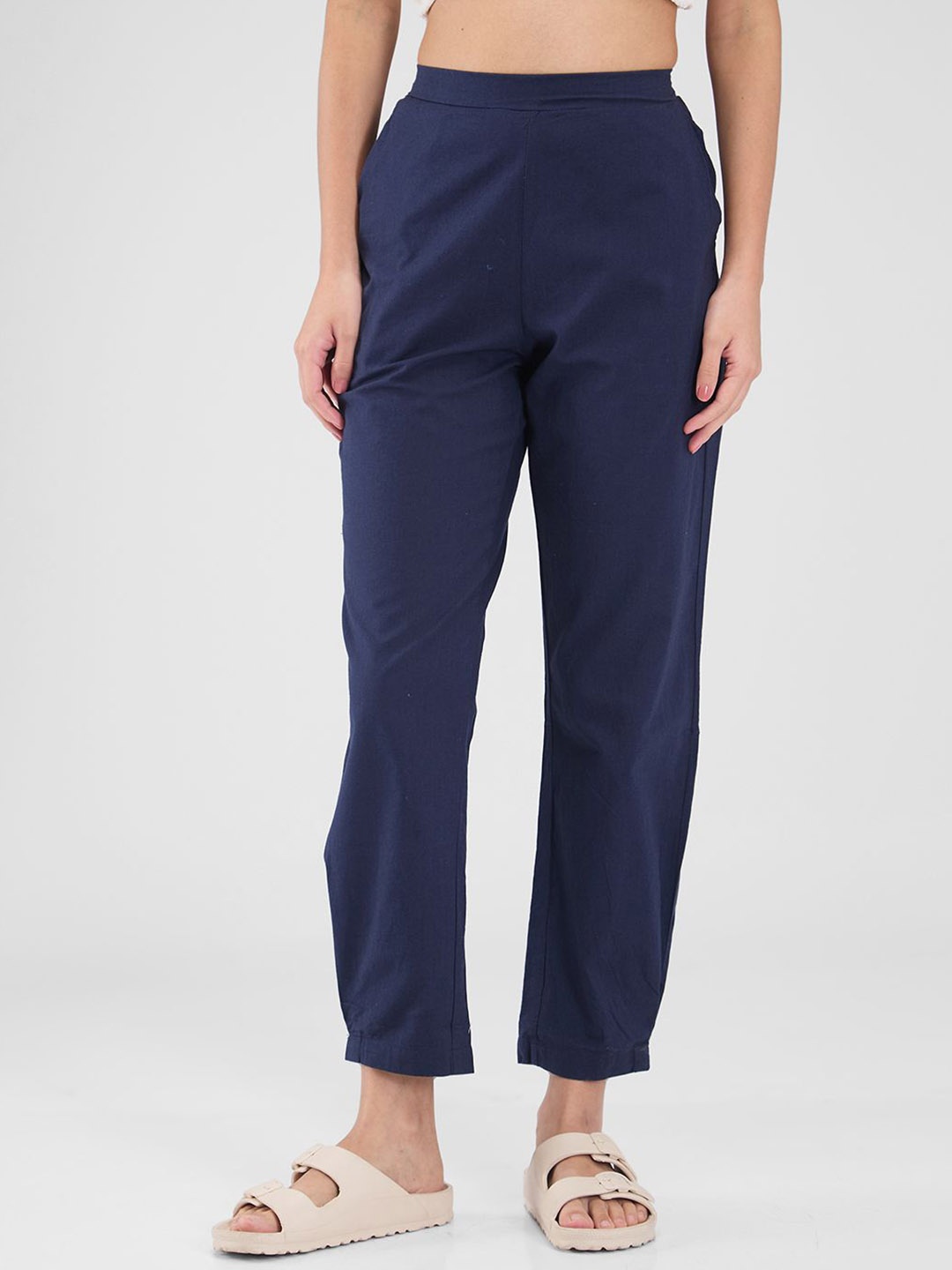 

Mystere Paris Mid-Rise Straight Lounge Pants, Navy blue