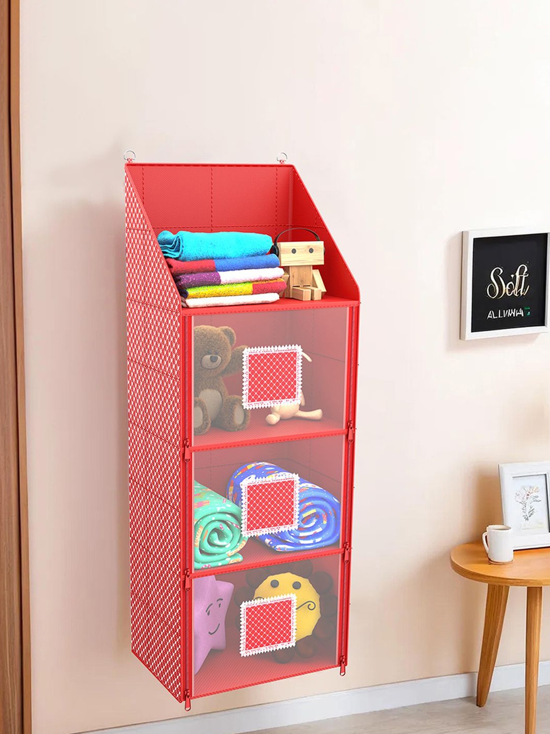 

Kuber Industries Red Set of 3 Regular Multi-Utility Organisers