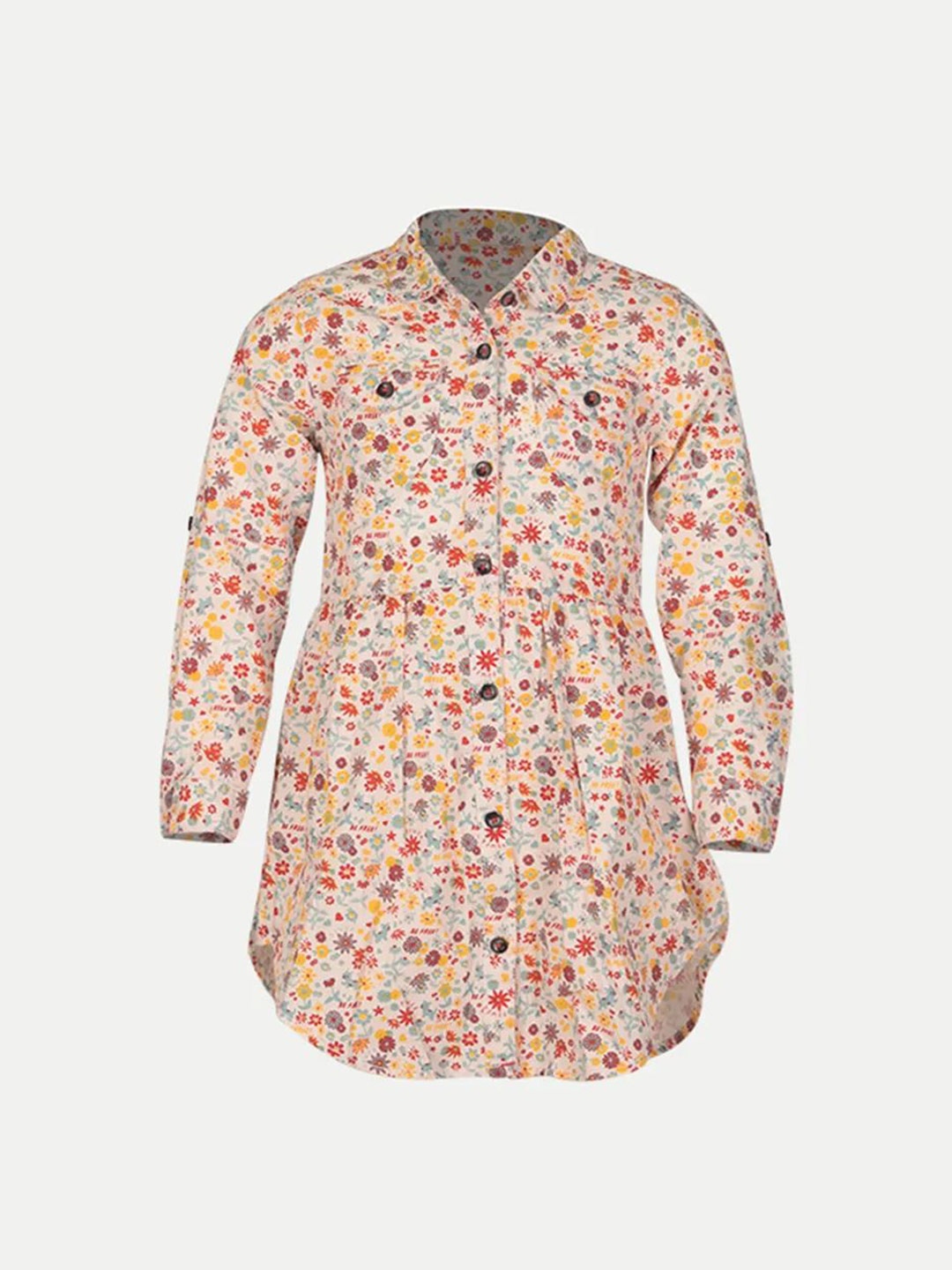 

BAESD Floral Print Shirt Dress, Beige