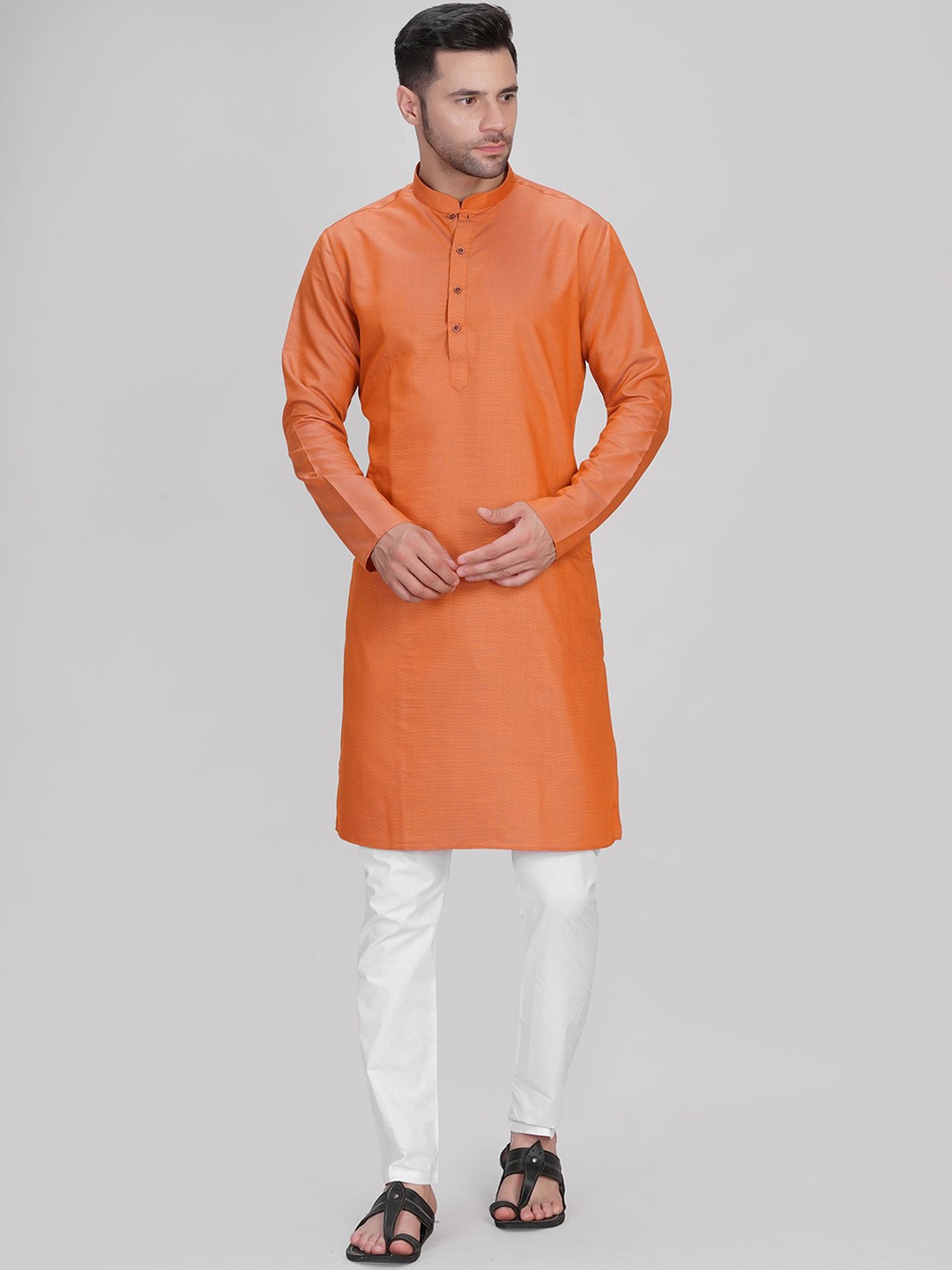 

LA'SCOOT Men Regular Kurta with Pyjamas, Orange