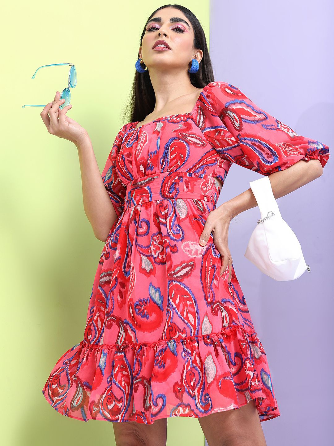 

Tokyo Talkies Floral Print Fit & Flare Dress, Red