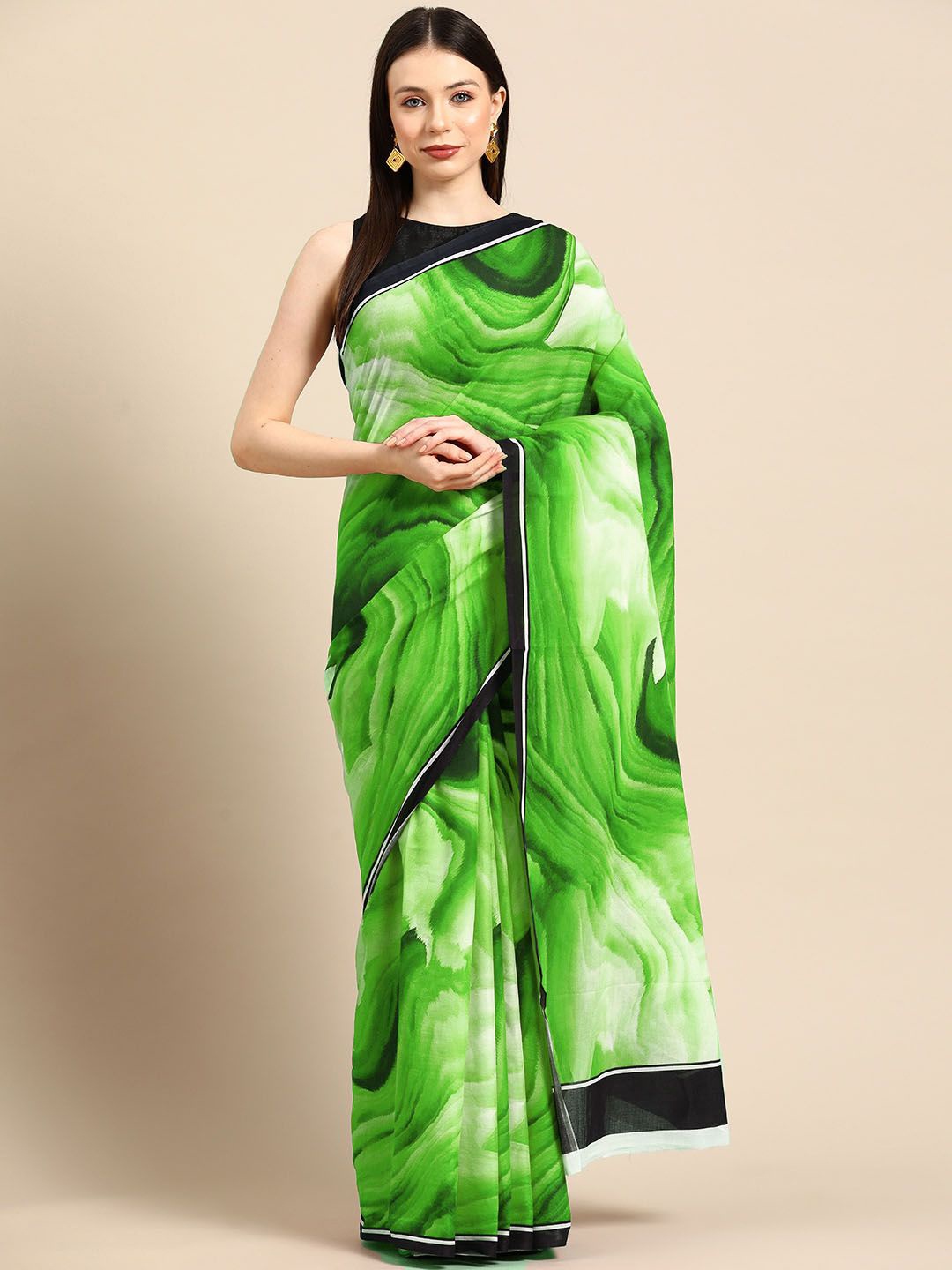 

BUTA BUTI Pure Cotton Saree, Green
