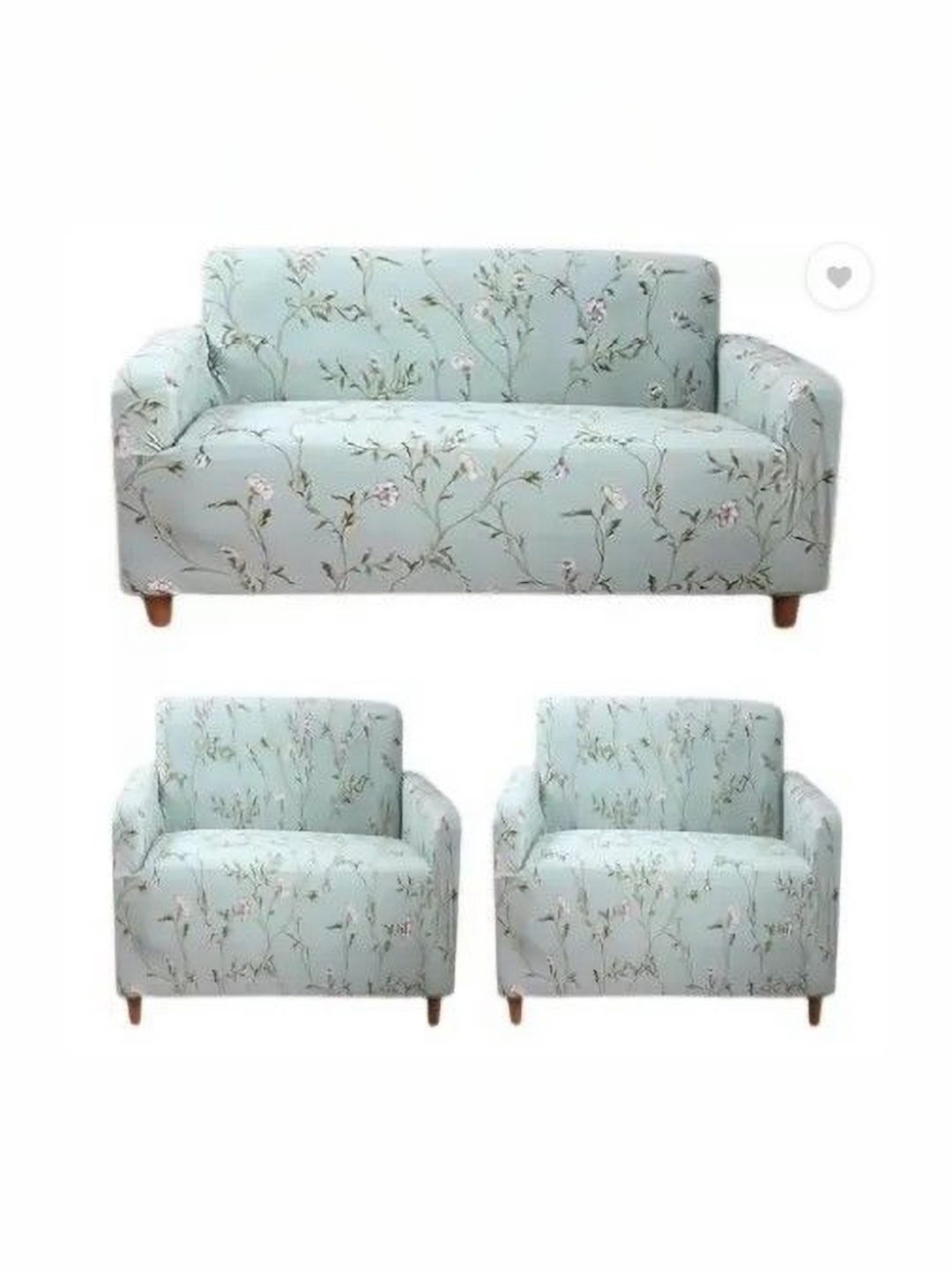 

TONY STARK Green Polyester 3 Piece Sofa Cover With Arms