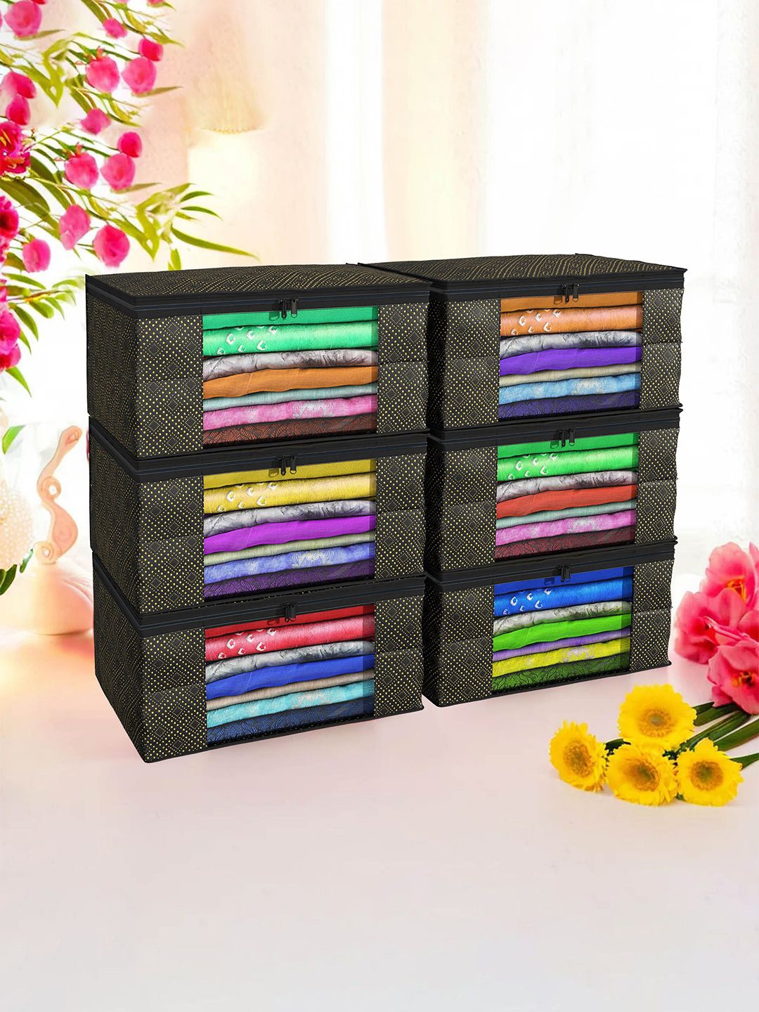 

Kuber Industries Black Set of 6 Regular Drawer Organiser Organisers