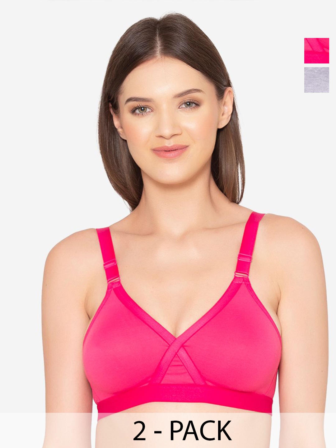 

GROVERSONS Paris Beauty Solid Full Coverage Bra Pack of 2, Red