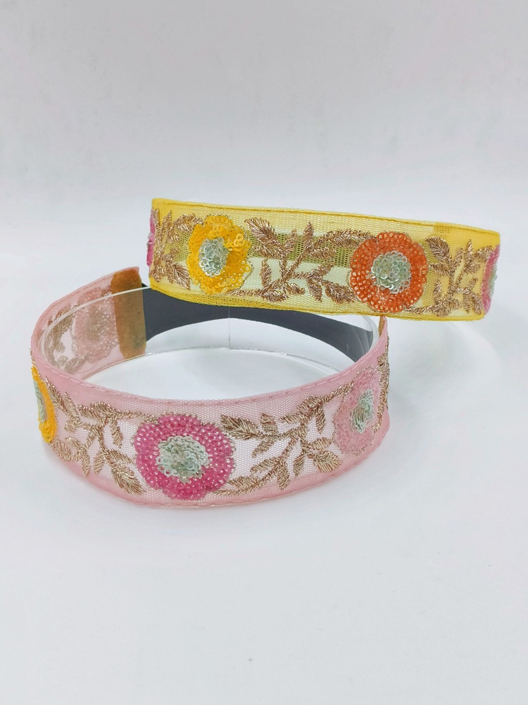 

Choko Set of 2 Girls Lace Hairband, Yellow