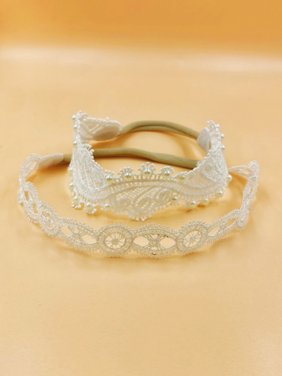 

Choko Set of 2 Girls Lace Hairband, Off white