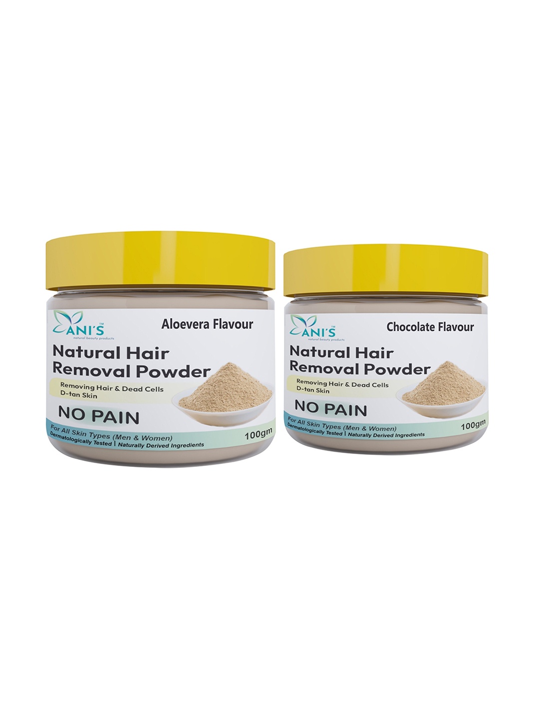 

ANI'S Set Of 2 Aloe Vera & Chocolate Natural Waxing Powder - 100 g Each, White