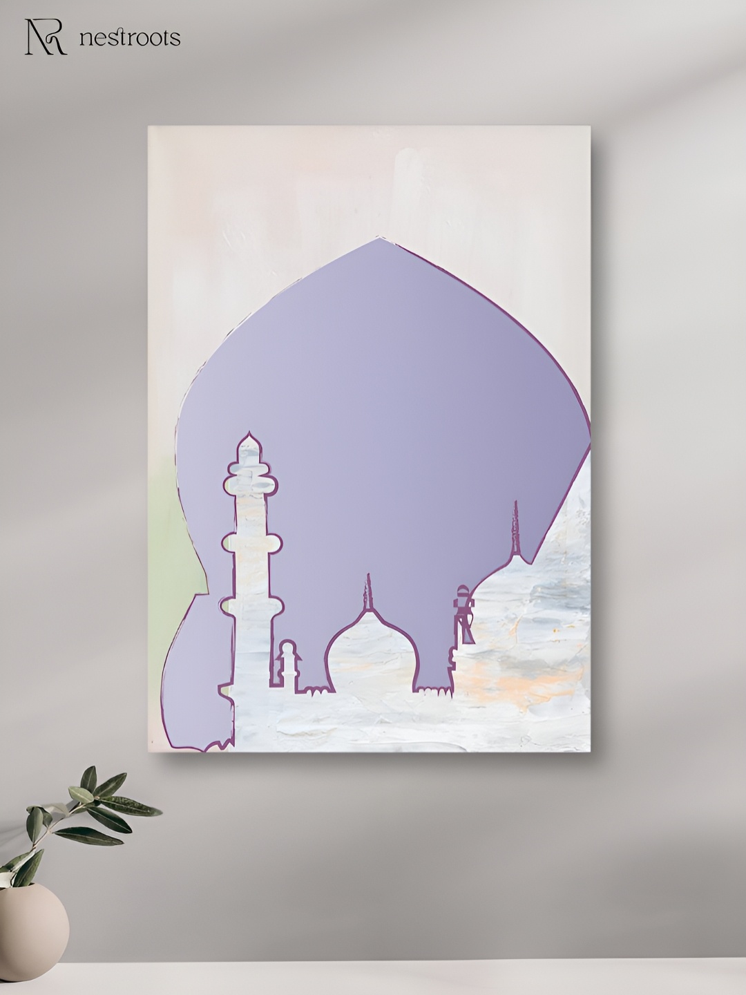 

nestroots White & Purple Beautiful Islamic Tomb Religious Canvas Wall Art