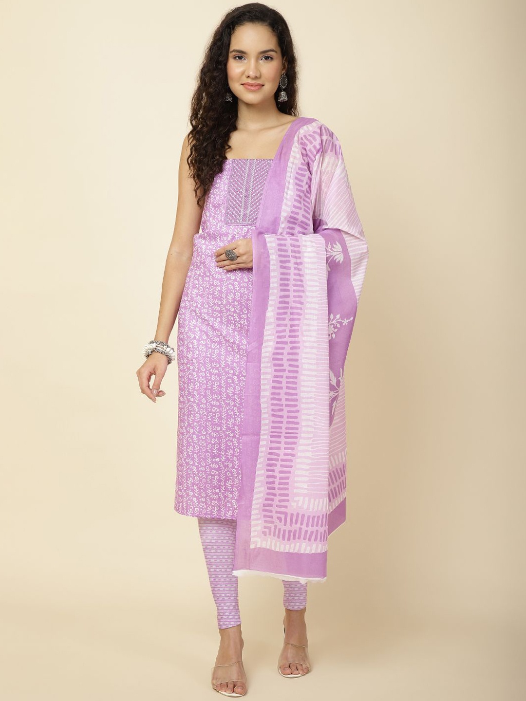 

Meena Bazaar Printed Unstitched Dress Material, Purple