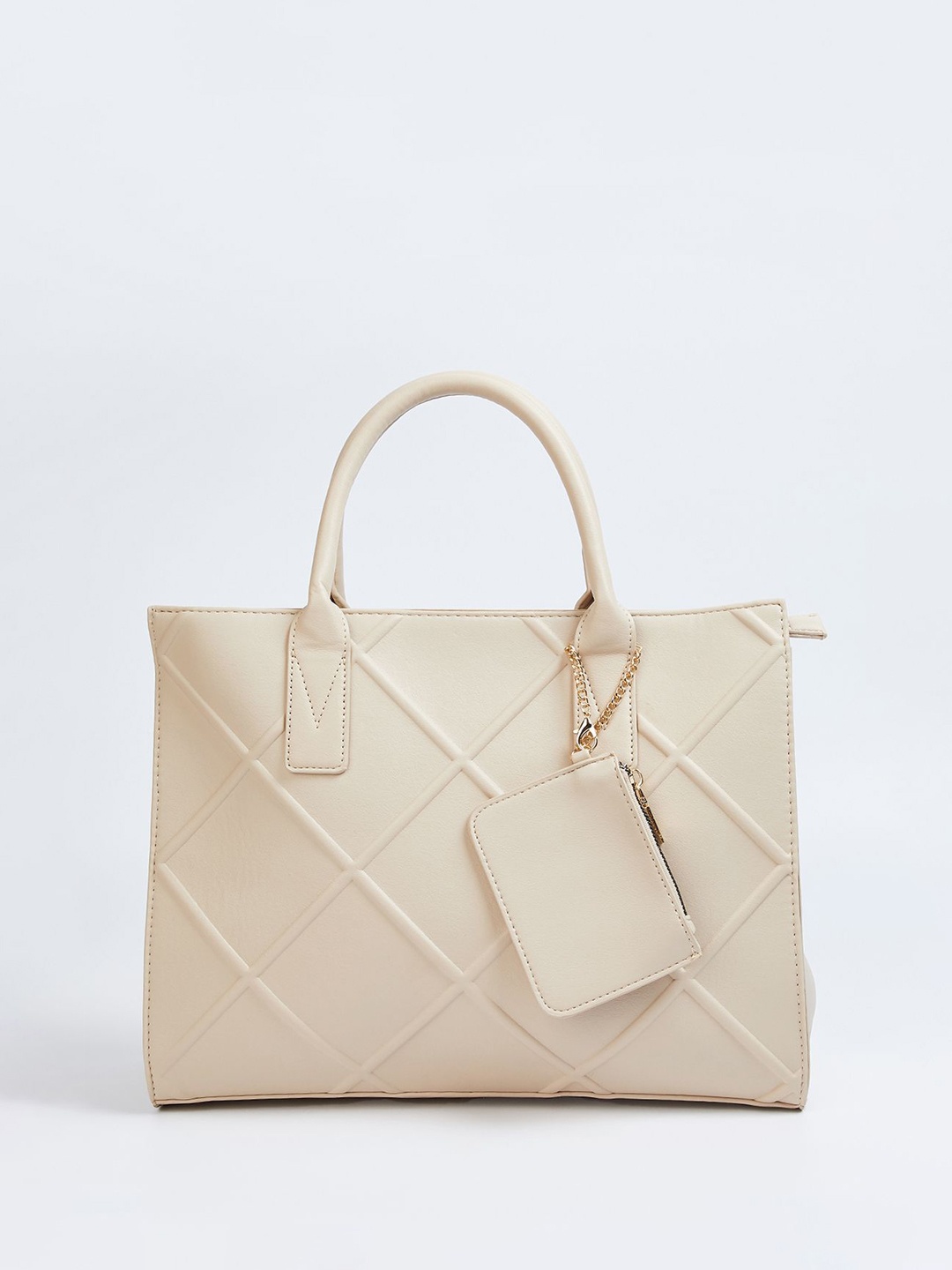 

max PU Structured Hobo Bag with Tasselled, Off white