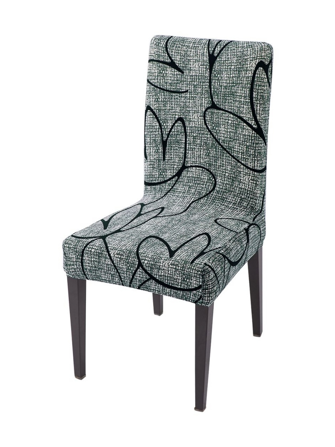 

HOKIPO Grey & Black Printed Stretchable Dining Chair Covers