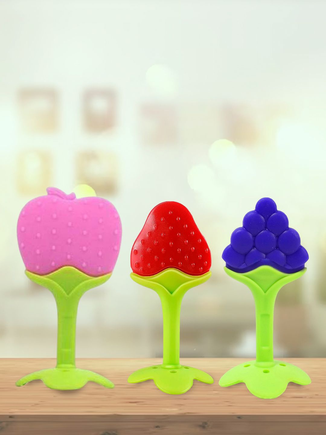 

Kidbea 3Pcs Purple & Red Silicone Baby Theether