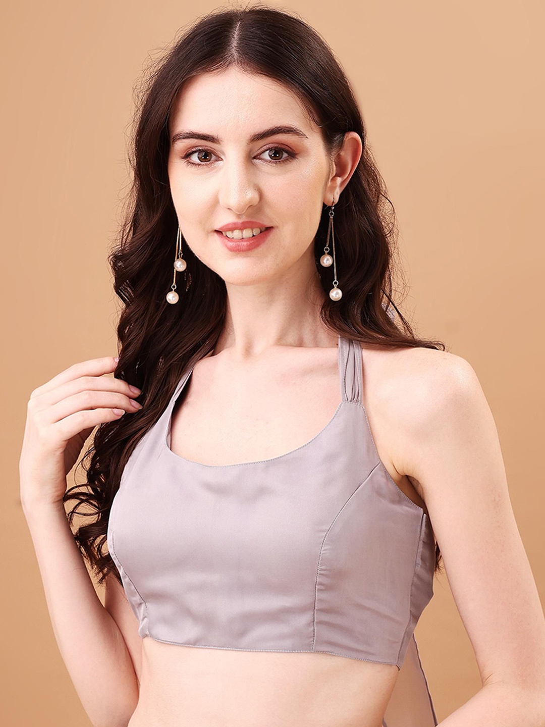 

SAZRIKA U Neck Saree Blouse, Grey