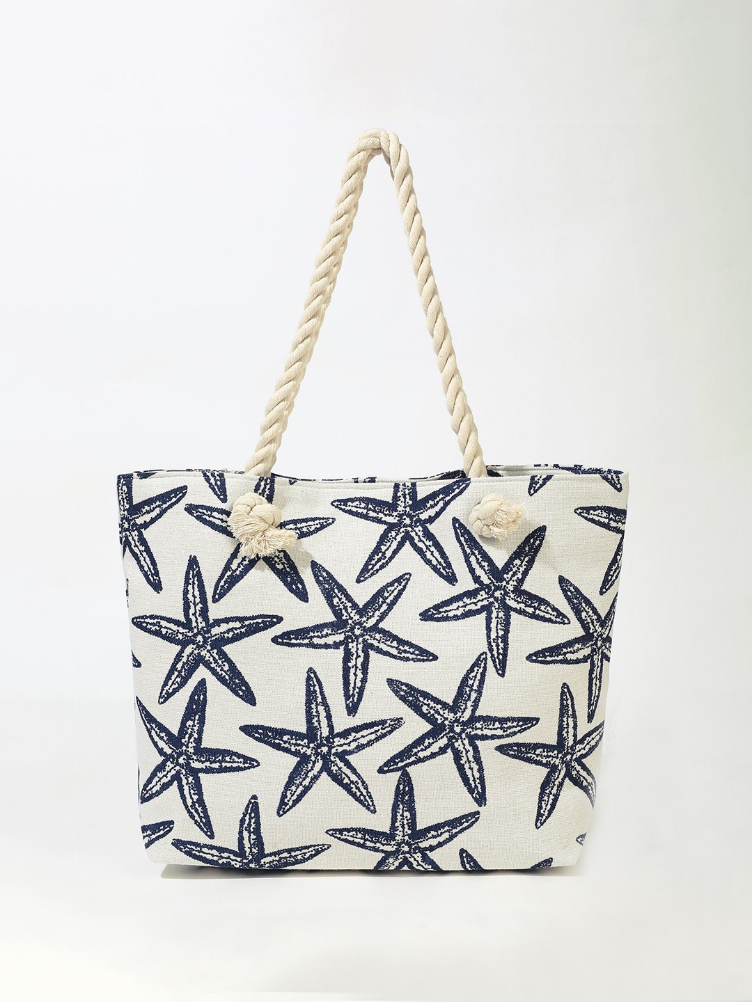 

LULU & SKY Floral Printed Oversized Structured Tote Bag with Tasselled, White