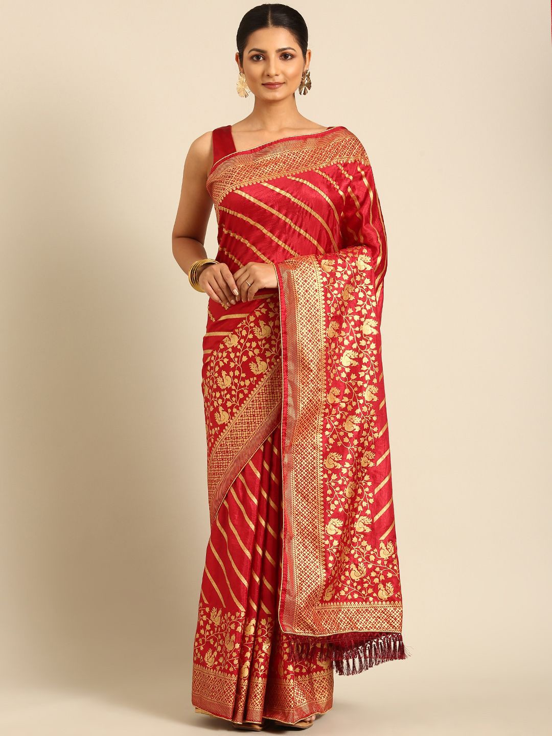 

all about you Floral Silk Blend Saree, Maroon