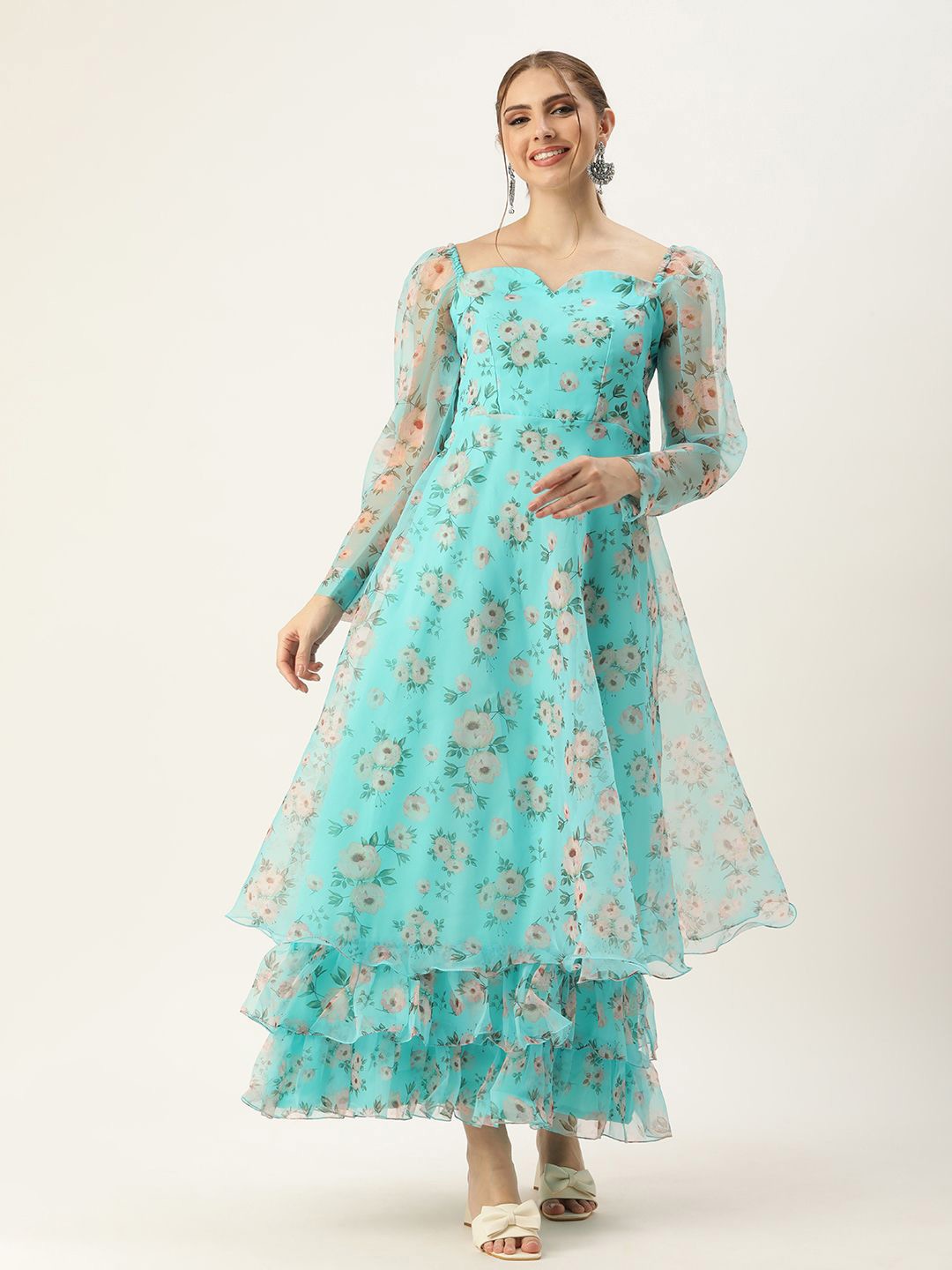 

Ethnovog Floral Print Maxi Dress, Blue