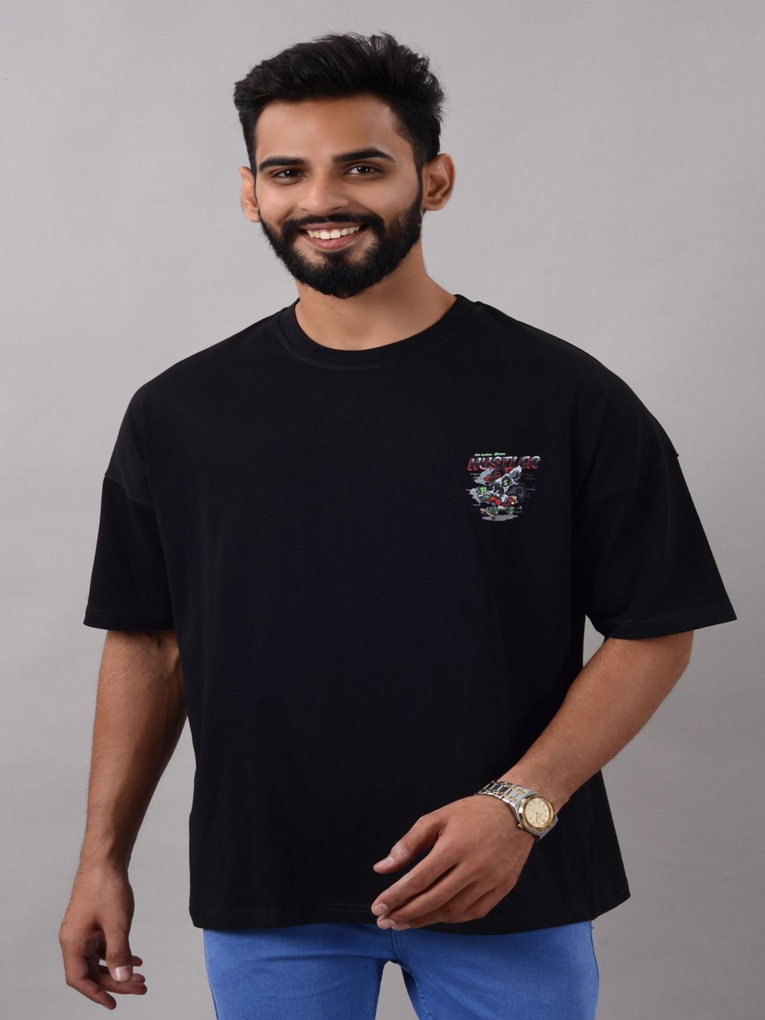 

VILLAIN Men Anti Odour Pockets T-shirt, Black