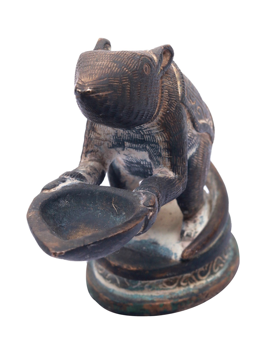 

Exotic India 3" Brass Ganesha Lamp with Mouse, Black