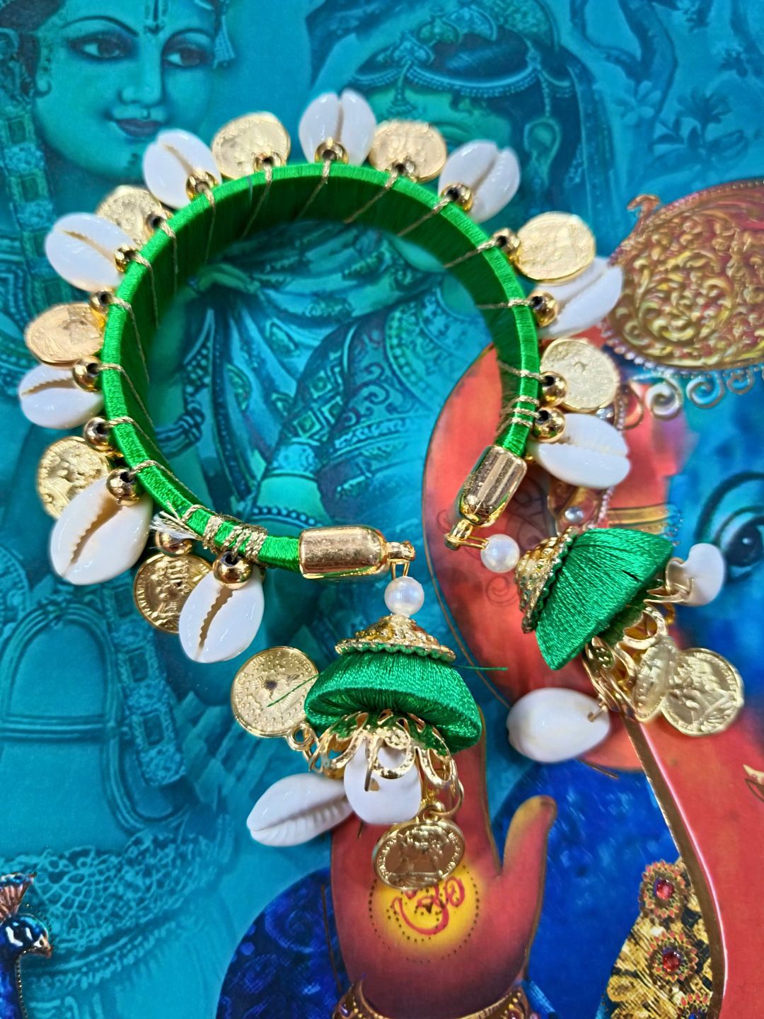 

Proplady Brass-Plated German Silver Kada Bracelet, Green