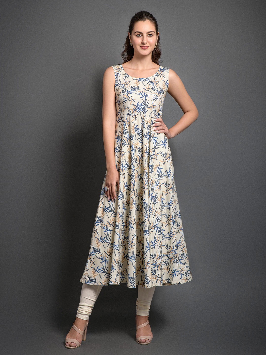 

SAZRIKA Printed Anarkali Kurta, Off white