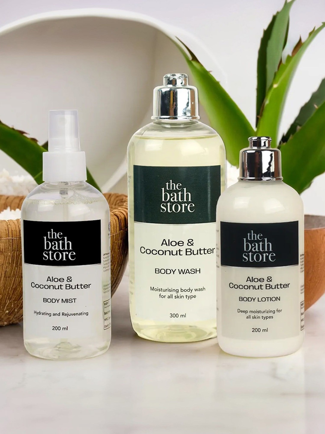 

The Bath Store Aloe & Coconut Butter Body Mist Body Wash & Body Lotion, Transparent