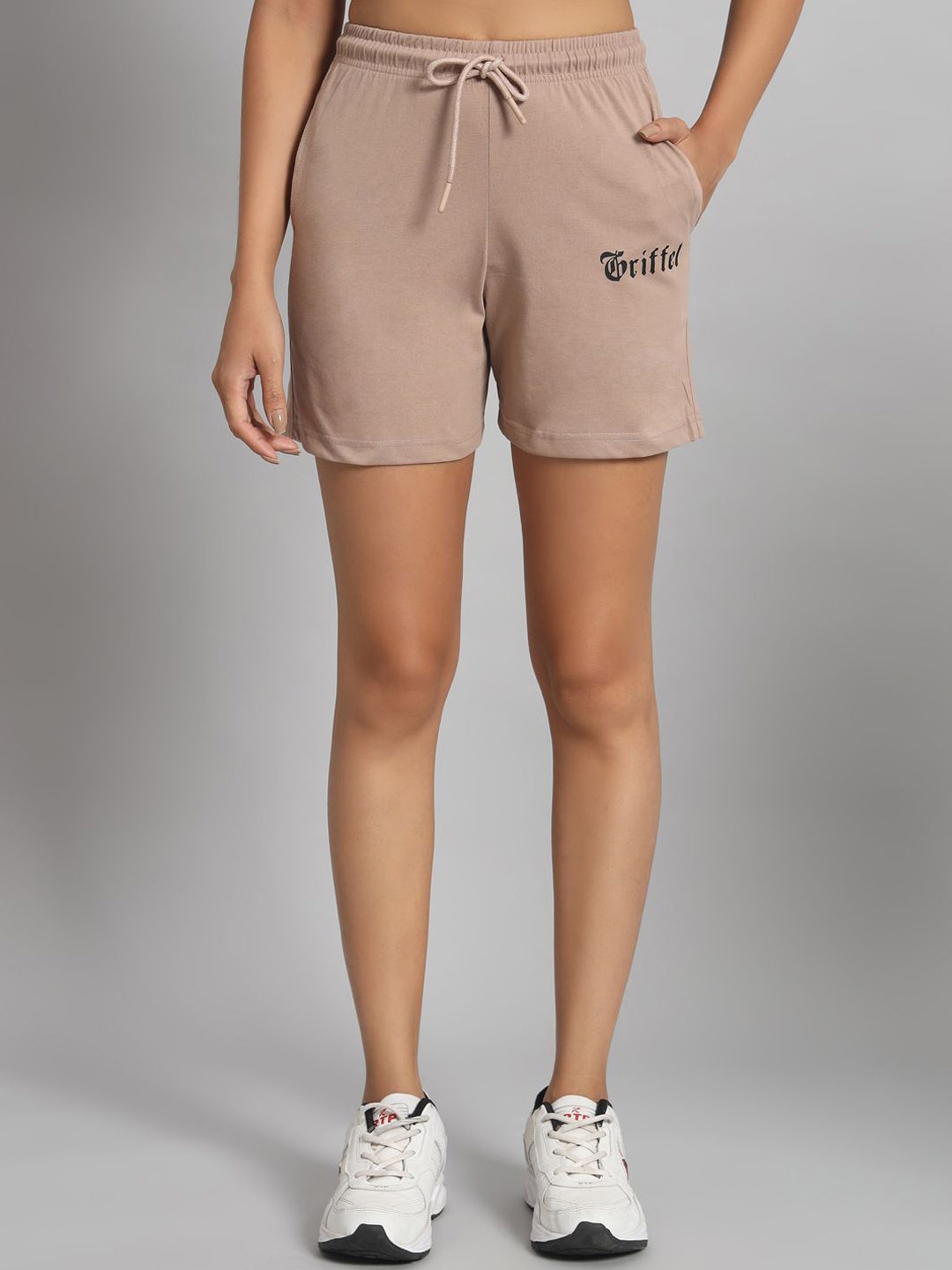 

GRIFFEL Women High-Rise Shorts, Camel brown