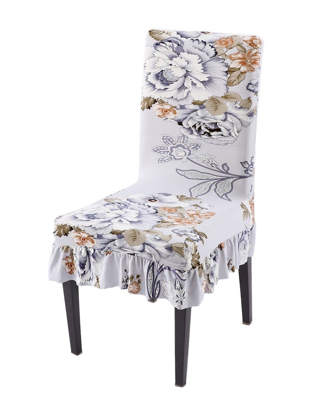 

HOKIPO Grey Printed Frill Chair Cover