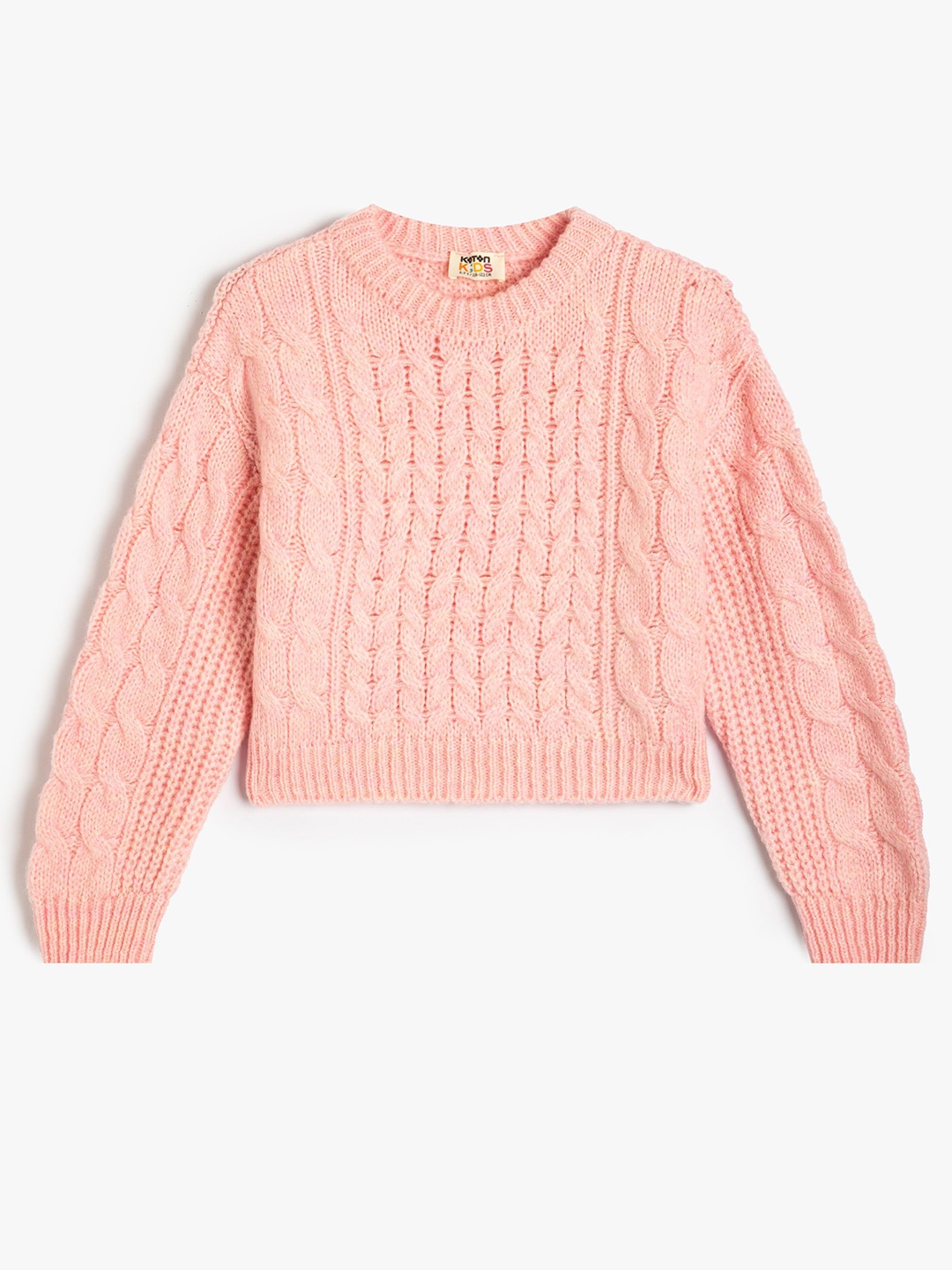 

Koton Girls Cable Knit Crop Pullover, Pink