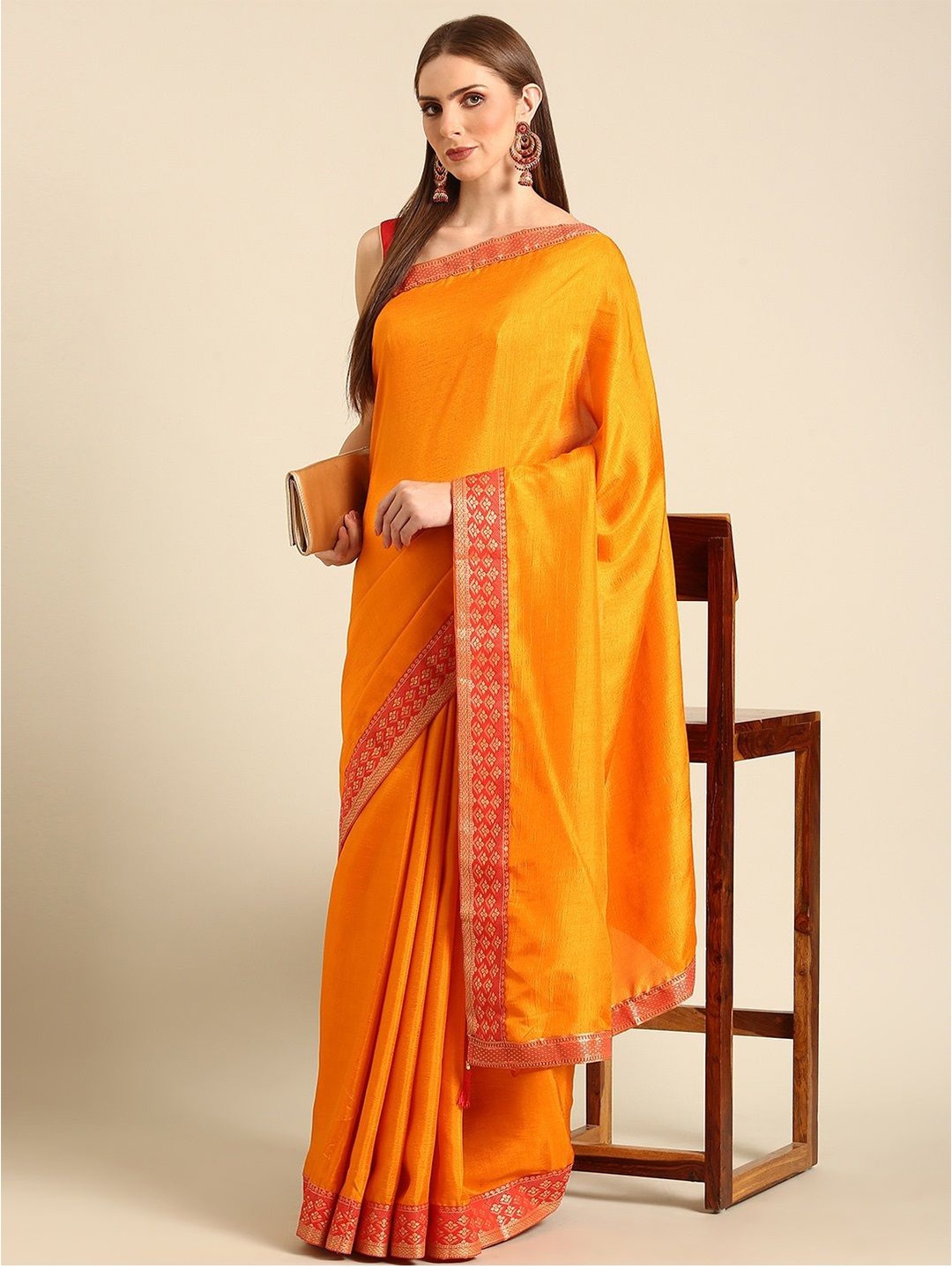 

all about you Solid Printed Zari Saree, Yellow