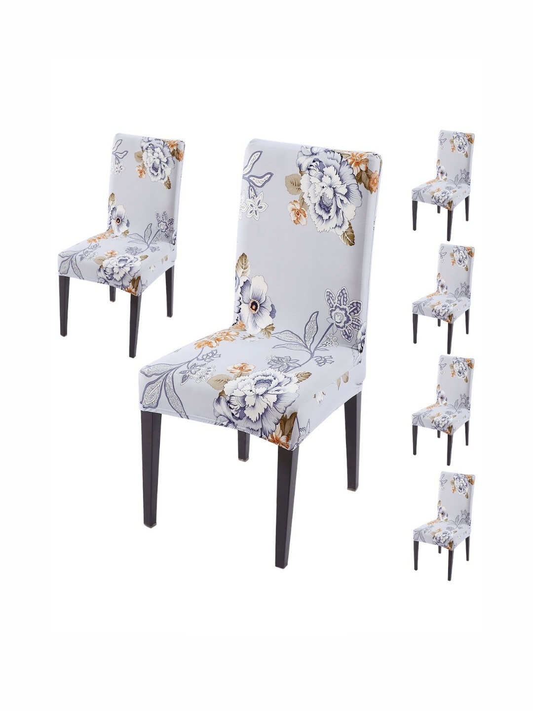 

HOKIPO Set Of 6 Grey Printed Chair Covers