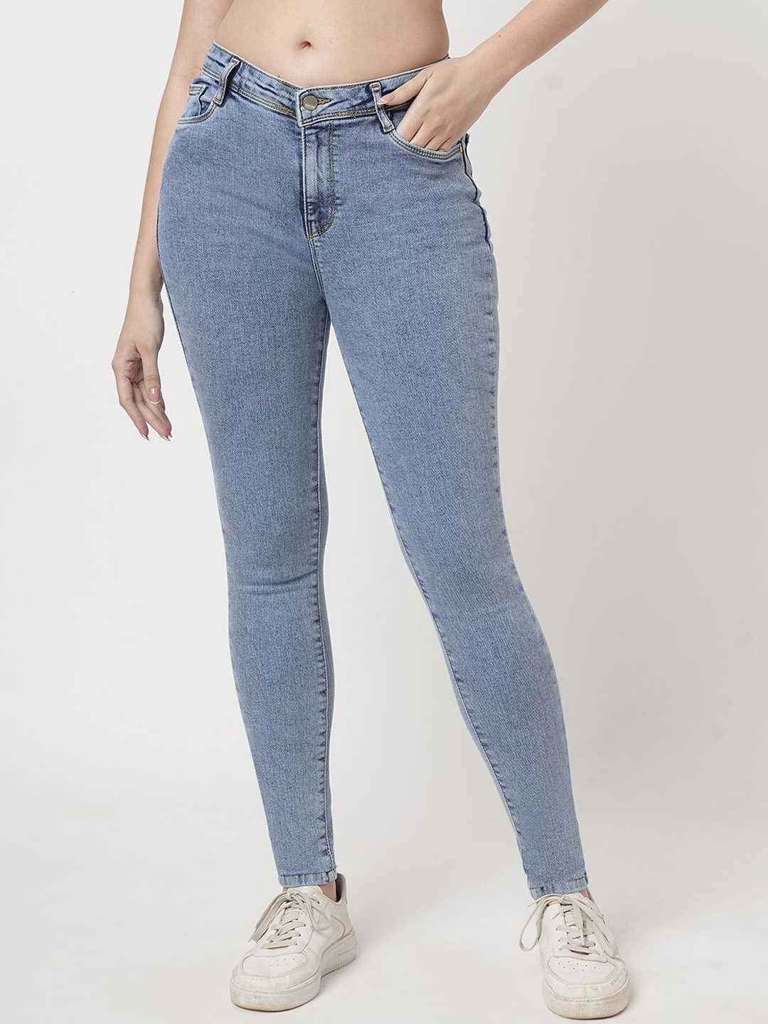 

Kraus Jeans Women Skinny Fit Cotton High-Rise Stretchable Jeans, Blue