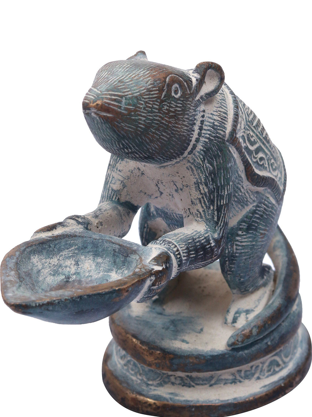 

Exotic India Textured Ganesha Lamp with Mouse, Brown