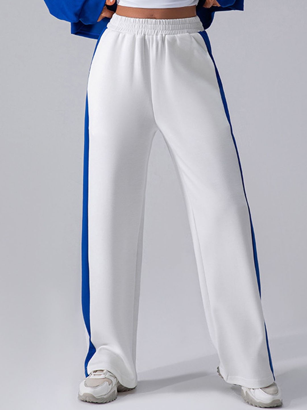 

LULU & SKY Women Straight-Fit Track Pants With Side Strips, White